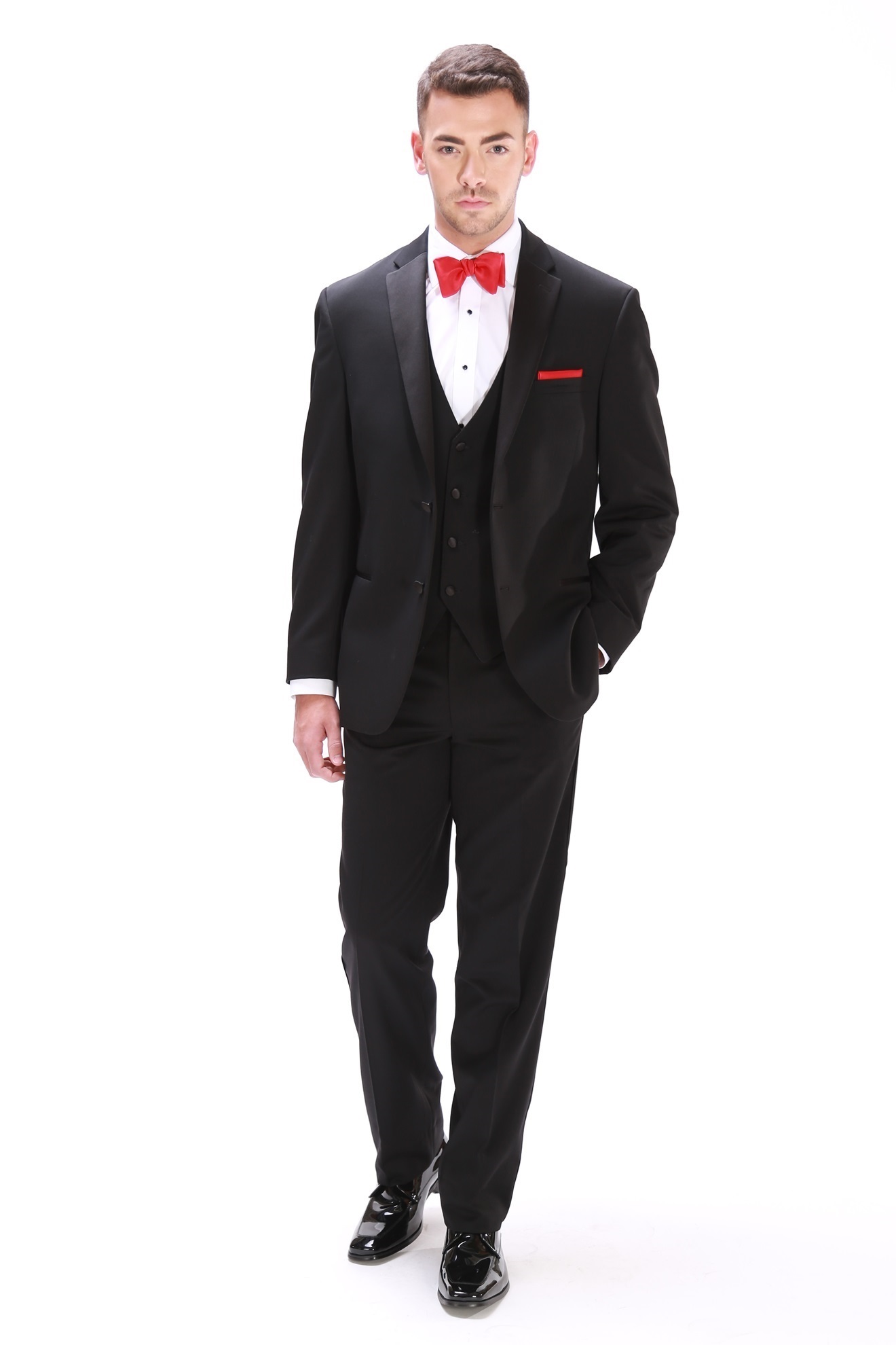 Ike Behar Black Silk Button Suspenders with Leather - Tuxedos Online