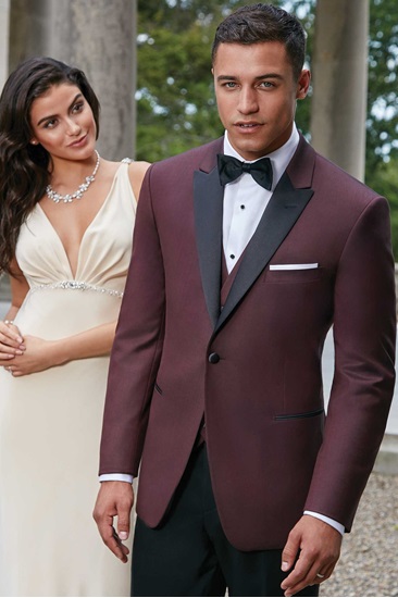 Burgundy Marbella Ike Behar Tuxedo