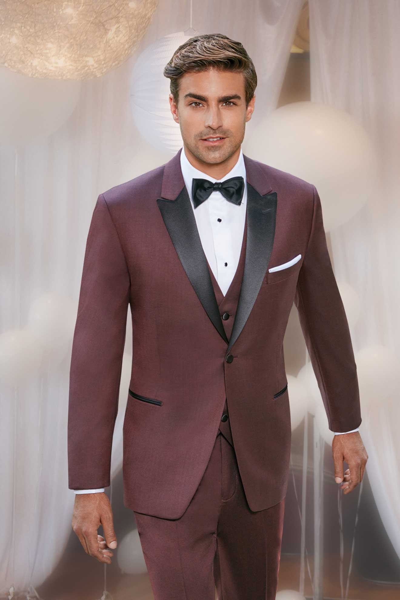 Milroy's Tuxedos Burgundy Ike Behar Marbella Tuxedo