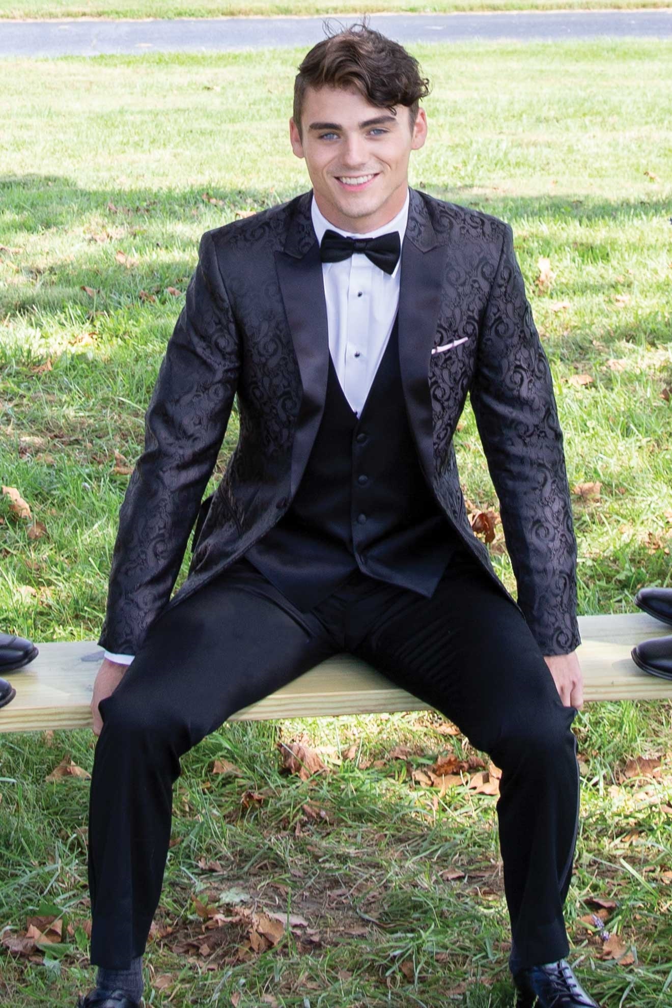 Milroy's Tuxedos - Charcoal Black Paisley Prom Tuxedo Rental