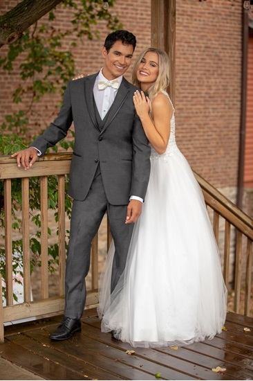 Charcoal Grey Wedding Tuxedo by Ike Behar