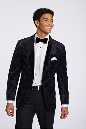 Black Crushed Velvet Gotham Prom Tuxedo