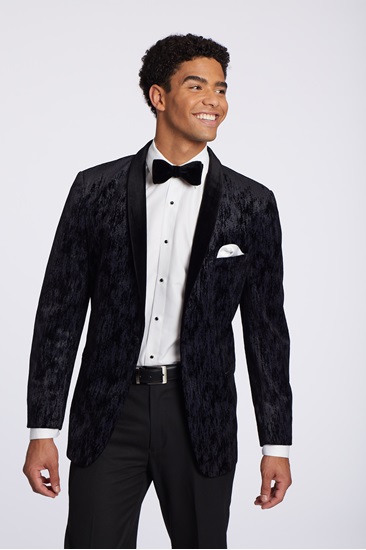 Black Crushed Velvet Gotham Prom Tuxedo