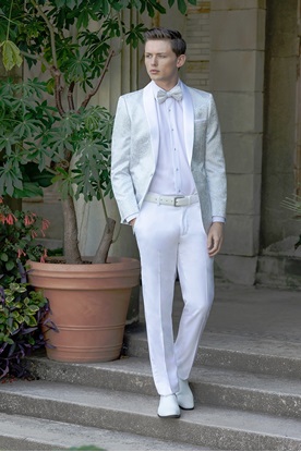 White Silver Paisley Suit