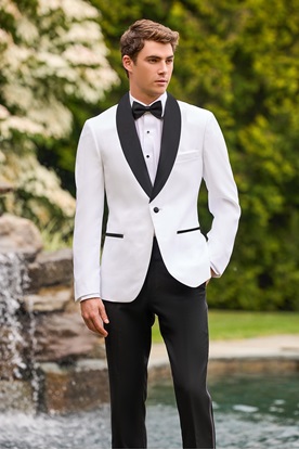 White with Black Shawl Lapel Tuxedo Rental