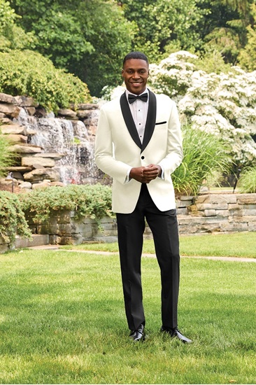 Ivory with Black Shawl Lapel Tuxedo Rental